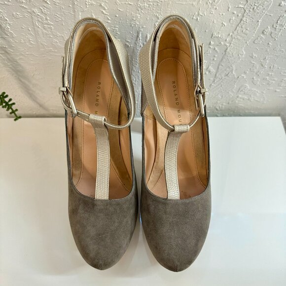 Roland Mouret runway 2012 gray platform heels 39.5 snakeskin and suede leather - Picture 7 of 12